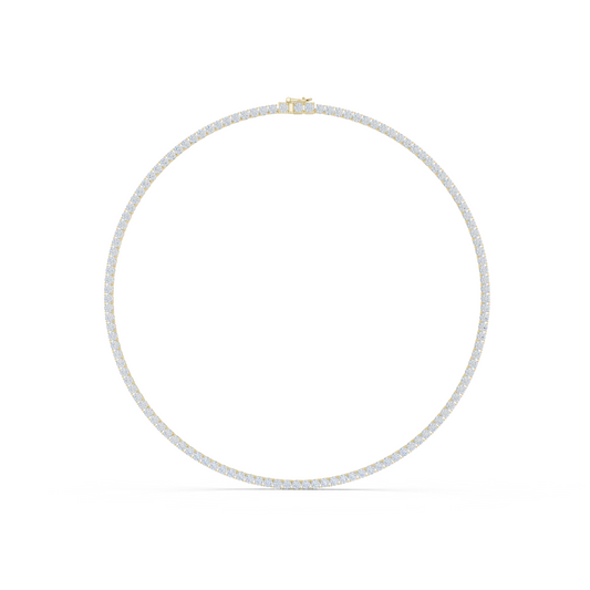 Radiant Elegance: Classic Diamond Tennis Necklace in Yellow Gold