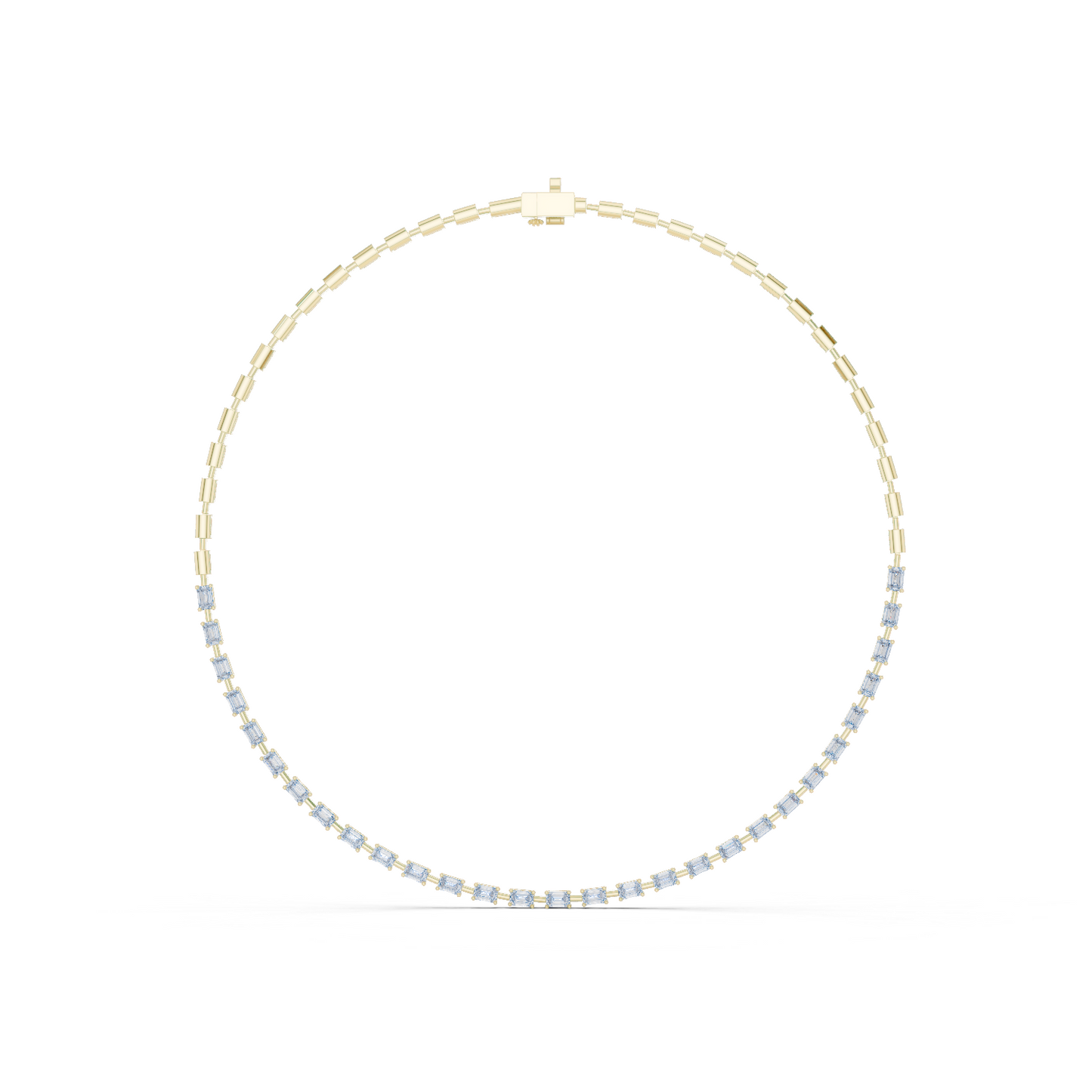 Yellow Gold Emerald Cut Diamond Tennis Choker Necklace 3.35ctw