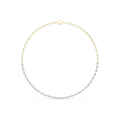 Yellow Gold Emerald Cut Diamond Tennis Choker Necklace 3.35ctw