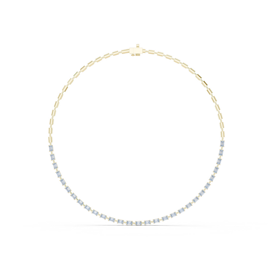 Yellow Gold Emerald Cut Diamond Tennis Choker Necklace 3.35ctw