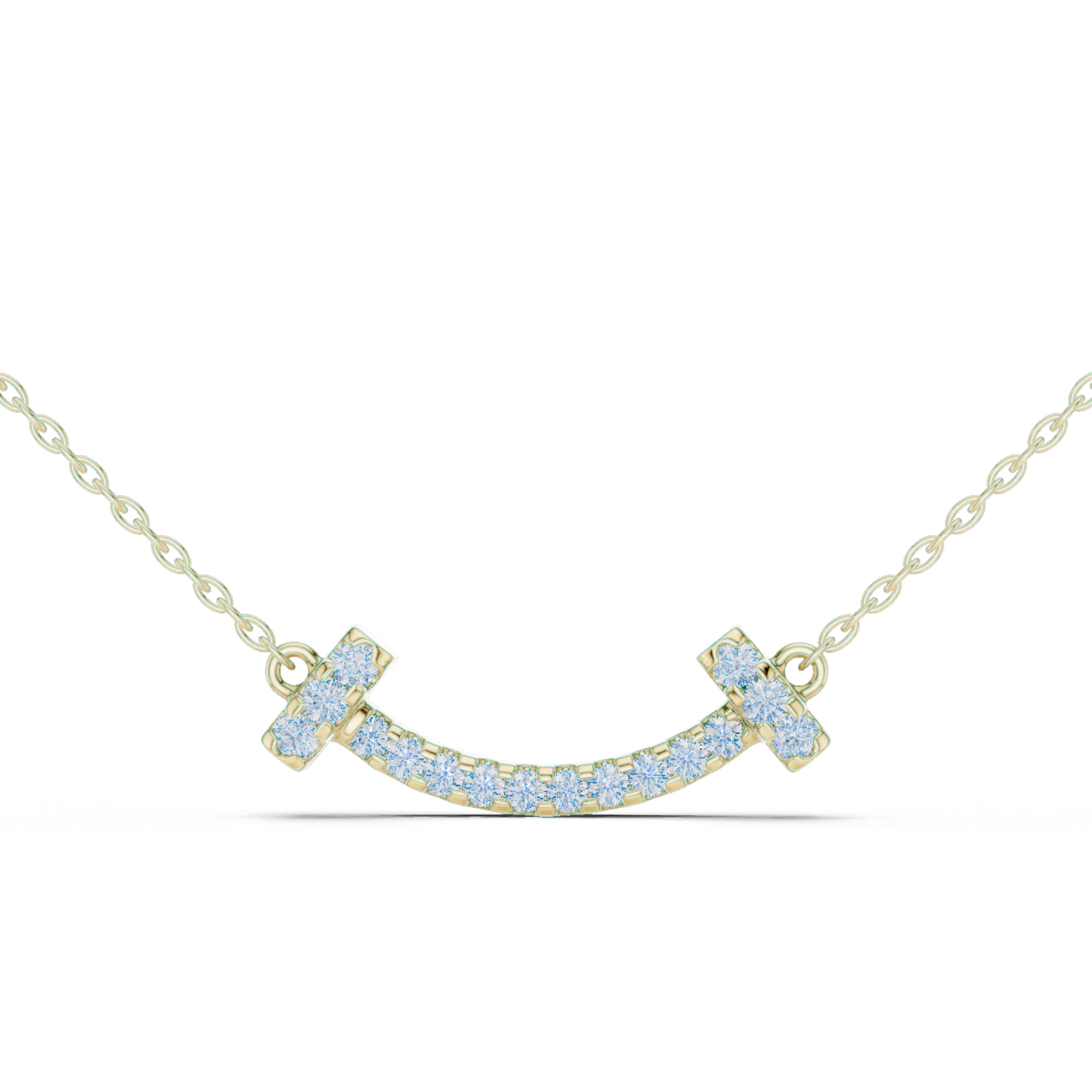 Sparkling Diamond Curved Smile Pendant in Yellow Gold- 0.38CTW Pavé-Set