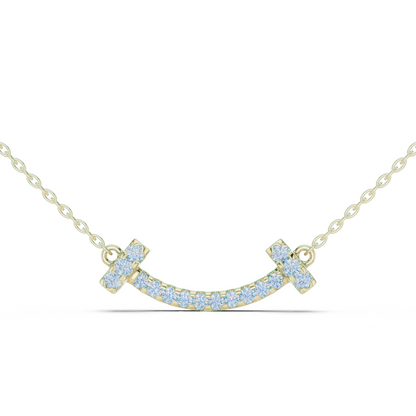 Sparkling Diamond Curved Smile Pendant in Yellow Gold- 0.38CTW Pavé-Set