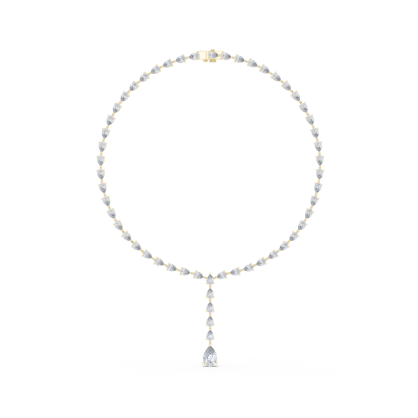 22.98ctw Solid Gold Pear Cut Diamond Tennis Y-Necklace Lariat Choker