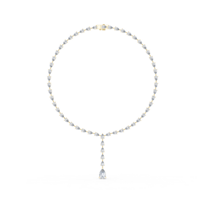 22.98ctw Solid Gold Pear Cut Diamond Tennis Y-Necklace Lariat Choker