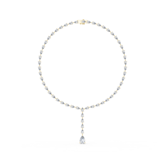 22.98ctw Solid Gold Pear Cut Diamond Tennis Y-Necklace Lariat Choker