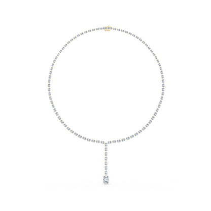 Luminous Grace: Oval-Cut Diamond Lariat Tennis Necklace in Gold