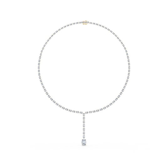 Luminous Grace: Oval-Cut Diamond Lariat Tennis Necklace in Gold