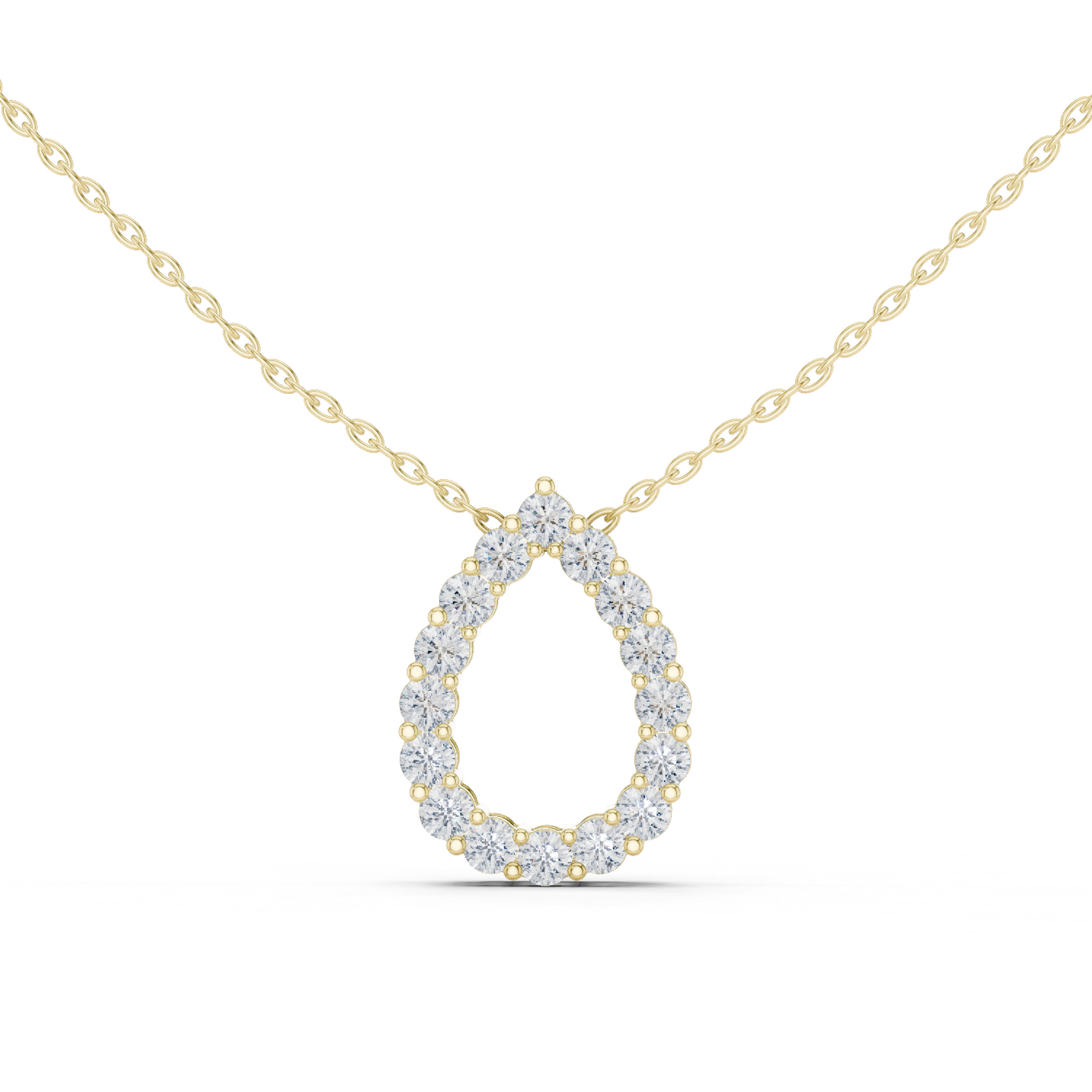 1.04ctw Solid Gold Open Teardrop Pear Halo Diamond Pendant