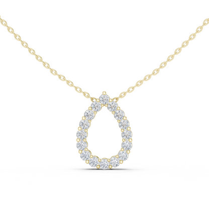 1.04ctw Solid Gold Open Teardrop Pear Halo Diamond Pendant