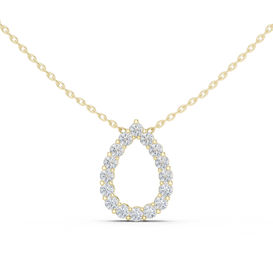 1.04ctw Solid Gold Open Teardrop Pear Halo Diamond Pendant