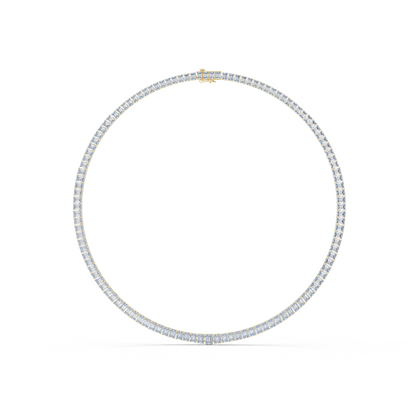 24.06ctw Yellow Gold Graduated Emerald Cut Diamond Tennis Necklace