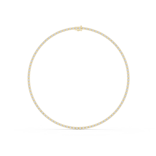 14.02ctw Solid Gold Round Cut Diamond Tennis Choker Riviera Necklace
