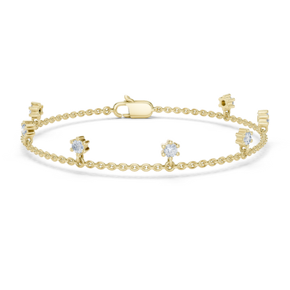 0.77ctw Round Diamond Dangle Charm Bracelet in Yellow Gold