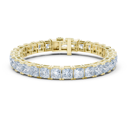 24.28CTW Princess Cut Diamond Box Link Bracelet in Yellow Gold