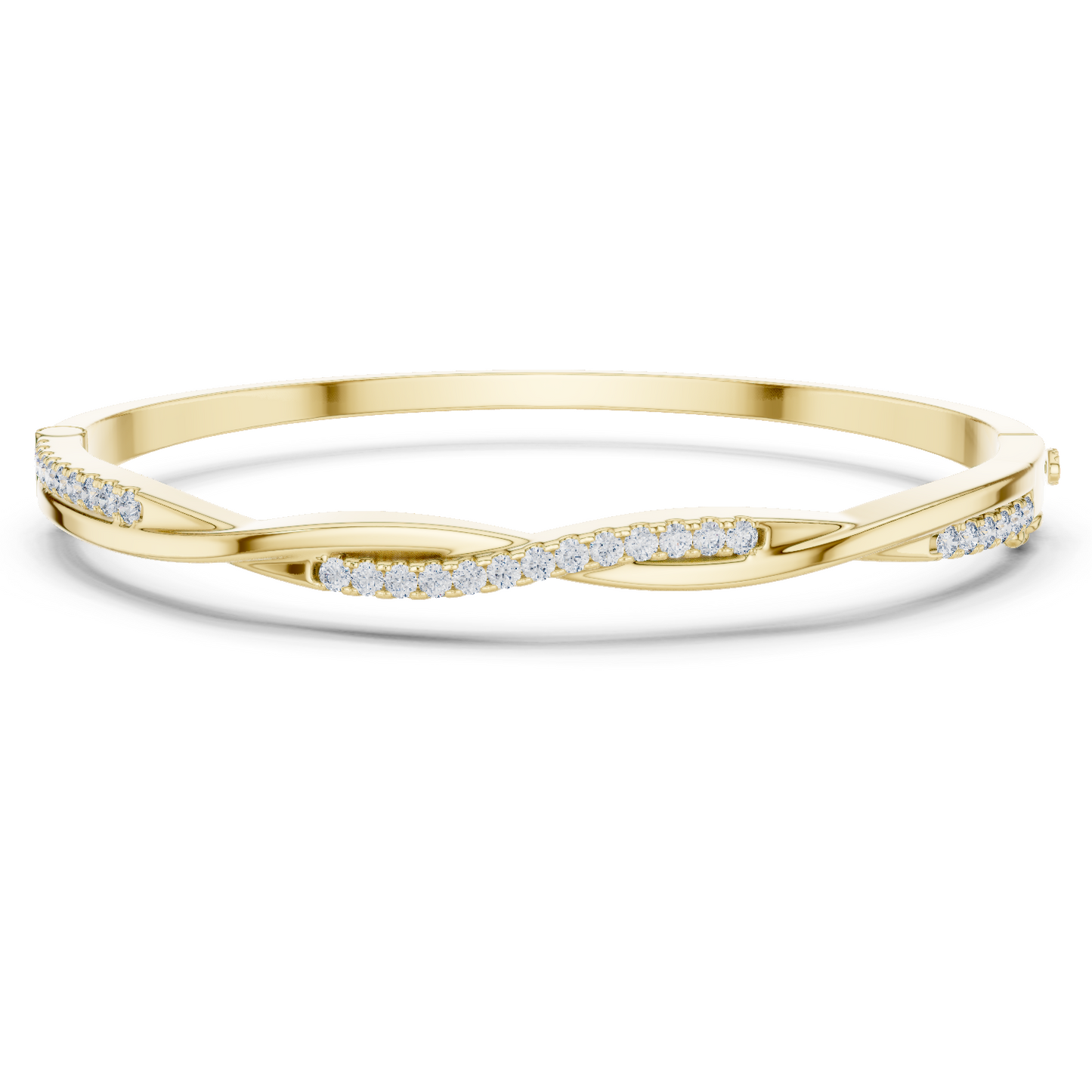 0.7CTW Twisted Wave Pavé Diamond Bangle in Yellow Gold