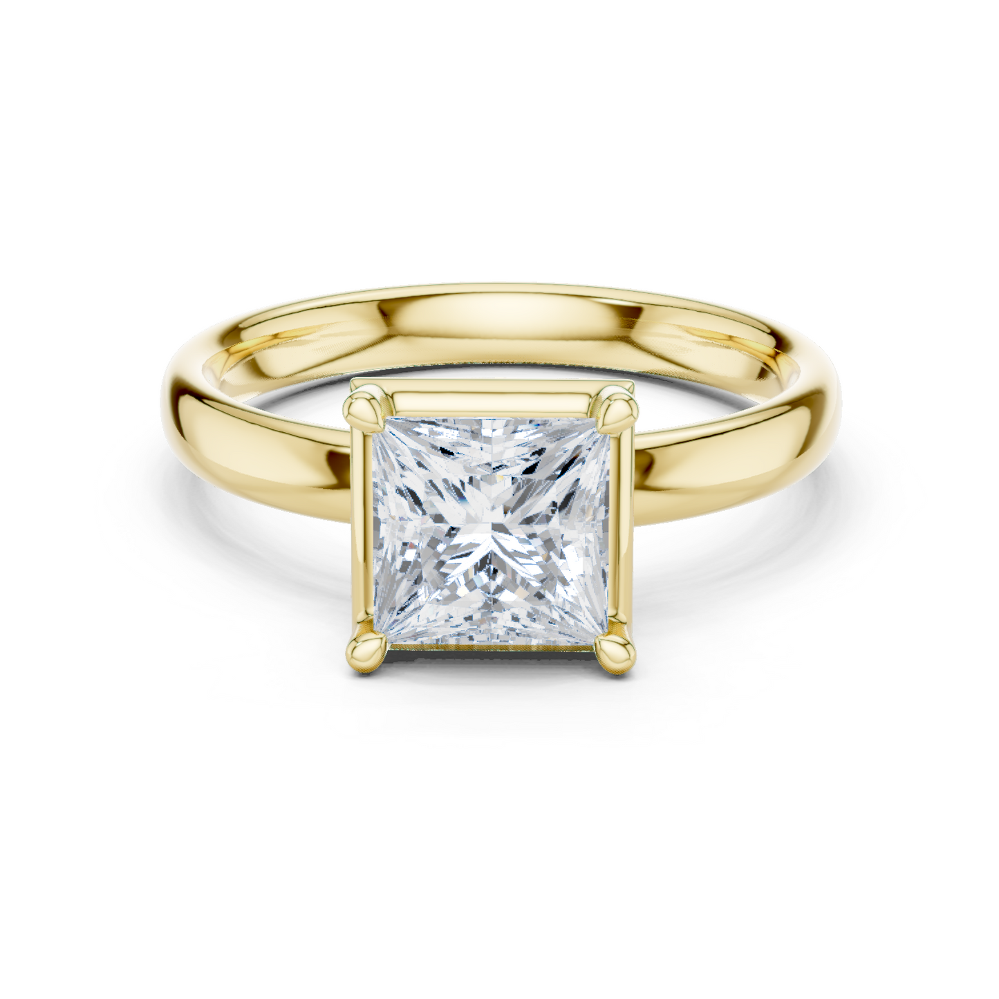 1.50 Carat Princess Cut Diamond Solitaire Ring | Yellow Gold
