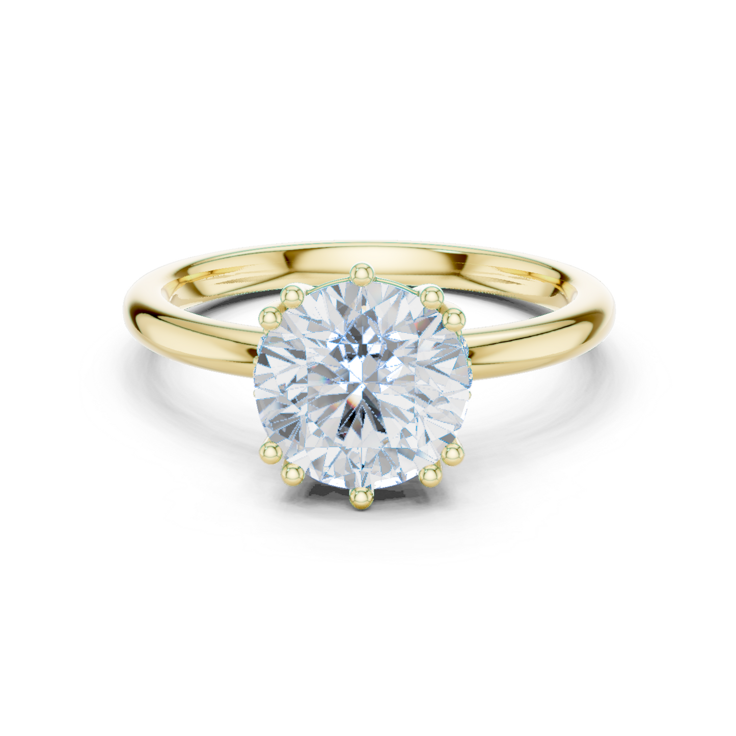 2.04ctw Round Cut Solitaire Ring with Hidden Halo | Yellow Gold