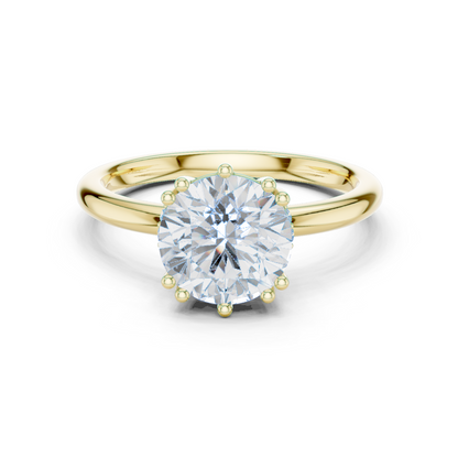 2.04ctw Round Cut Solitaire Ring with Hidden Halo | Yellow Gold