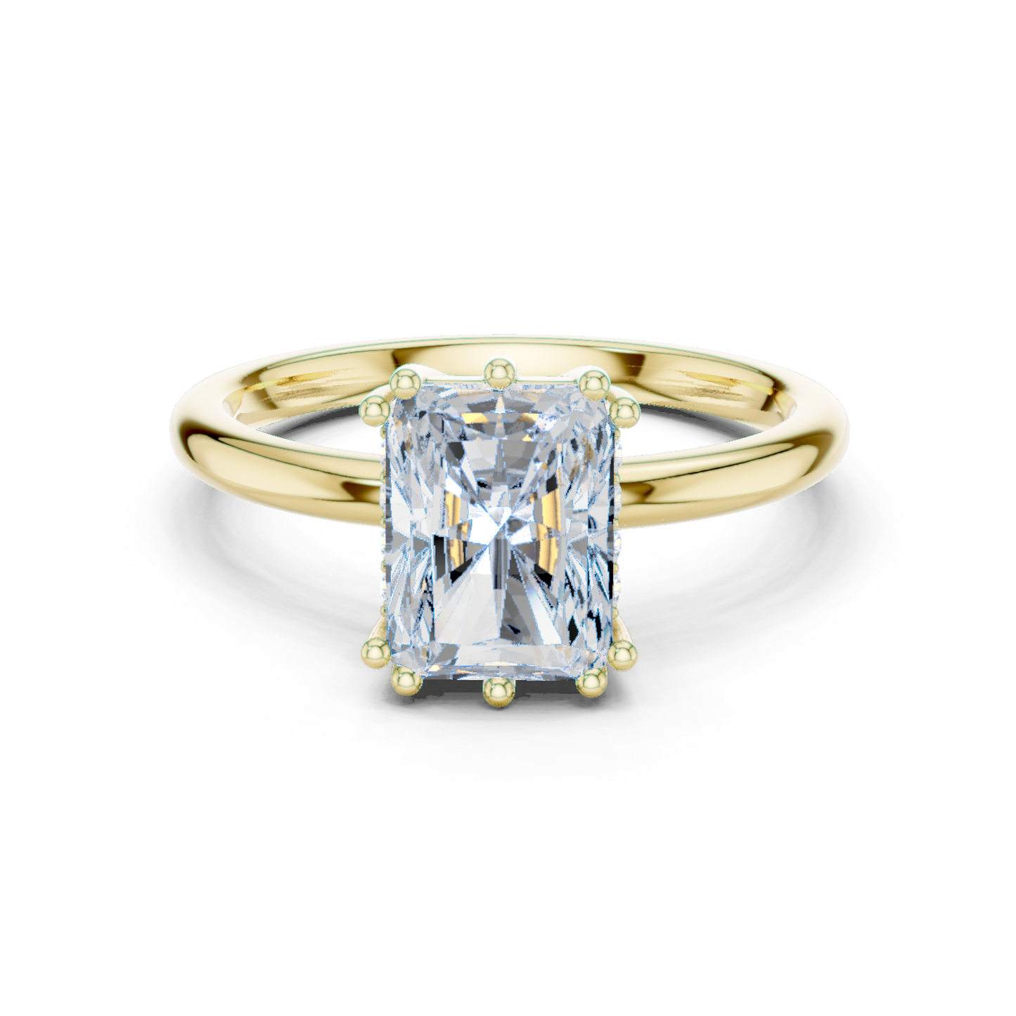 2.05ctw Radiant Cut Solitaire Ring with Hidden Halo | Yellow Gold