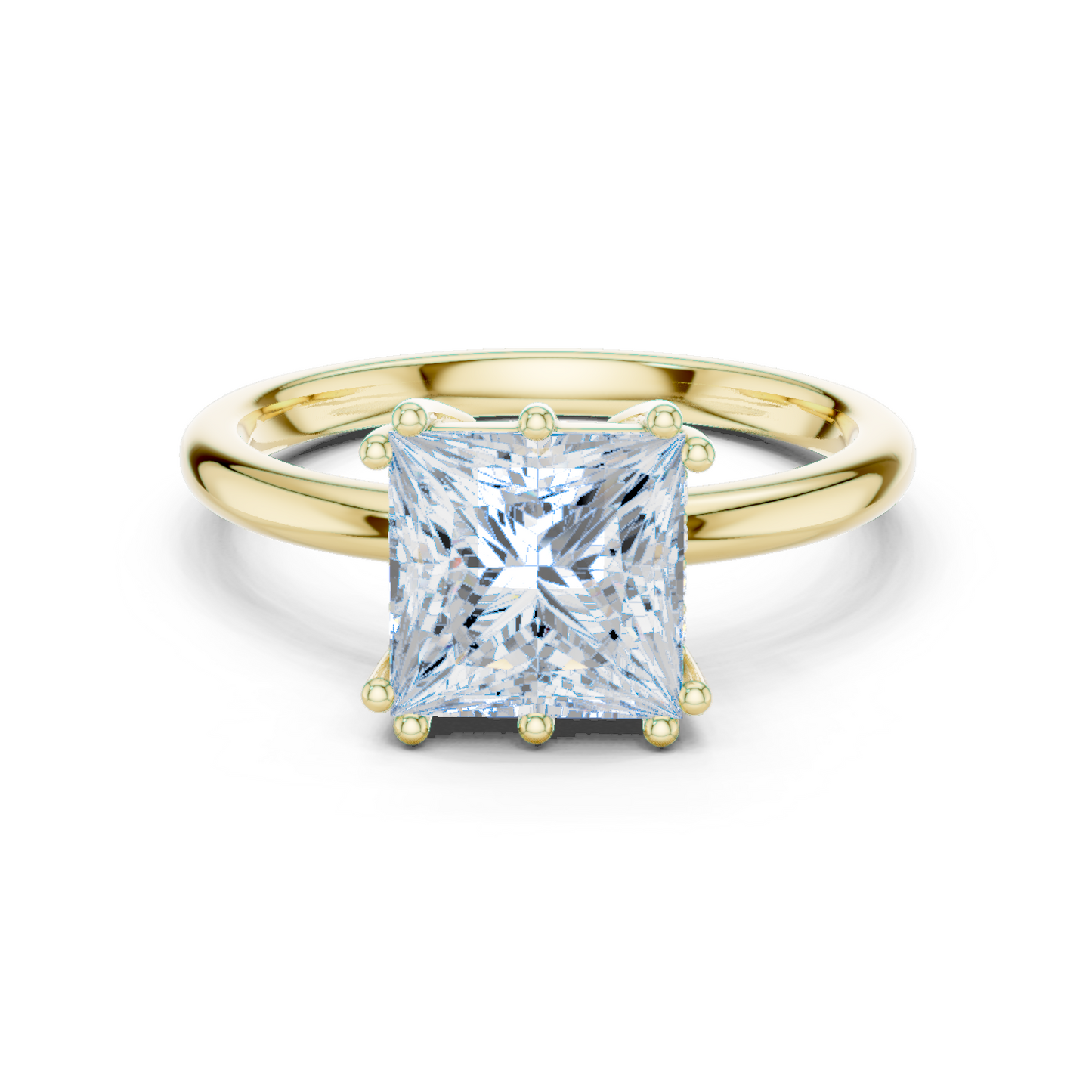 2.05ctw Princess Cut Solitaire Ring with Hidden Halo | Yellow Gold