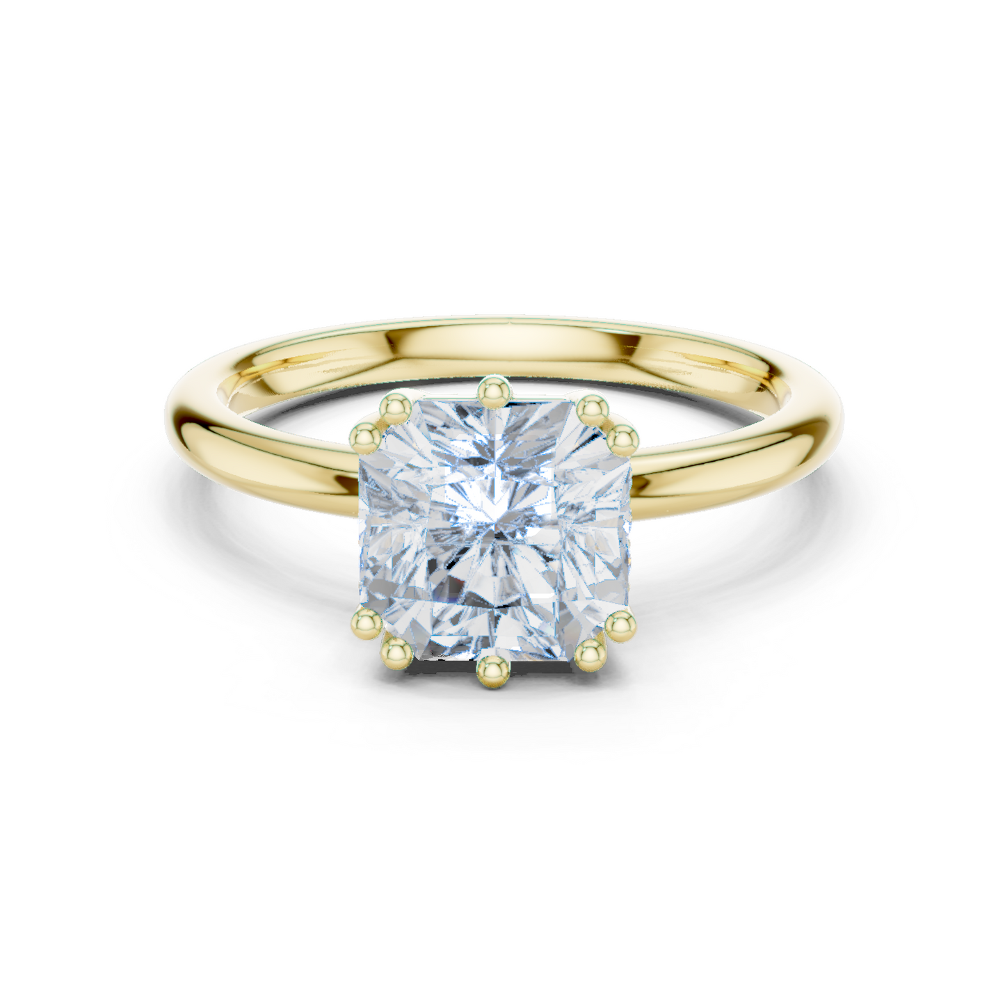 2.04ctw Asscher Cut Solitaire Ring with Hidden Halo | Yellow Gold