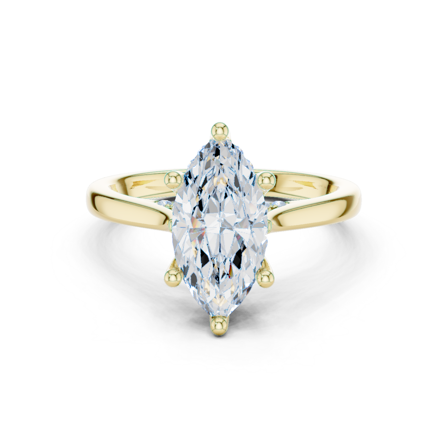 2.14ctw Marquise Cut Diamond Pave Solitaire Hidden Halo Ring | Yellow Gold