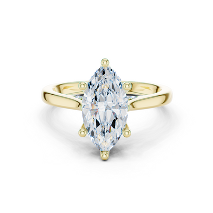 2.14ctw Marquise Cut Diamond Pave Solitaire Hidden Halo Ring | Yellow Gold