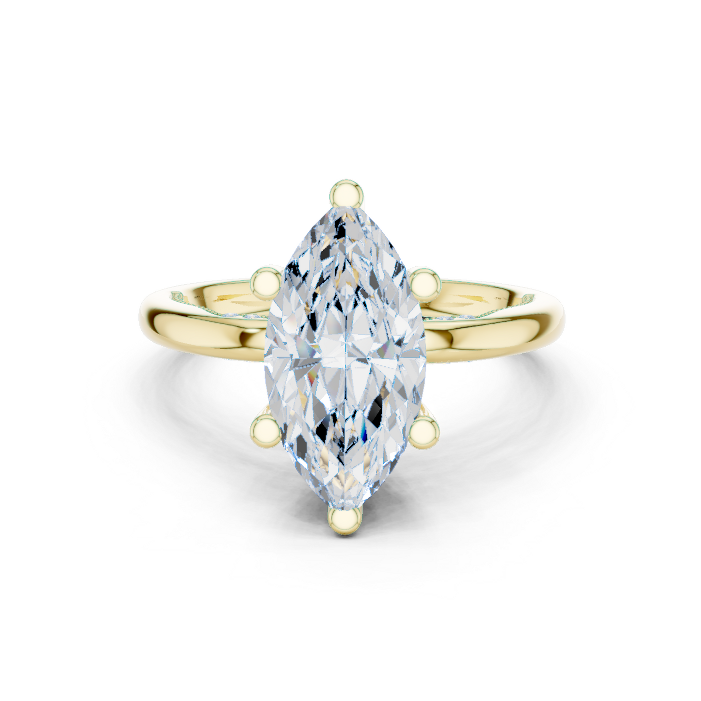 2.60ctw Marquise-Cut Diamond Solitaire Hidden Halo Engagement Ring | Solid Gold