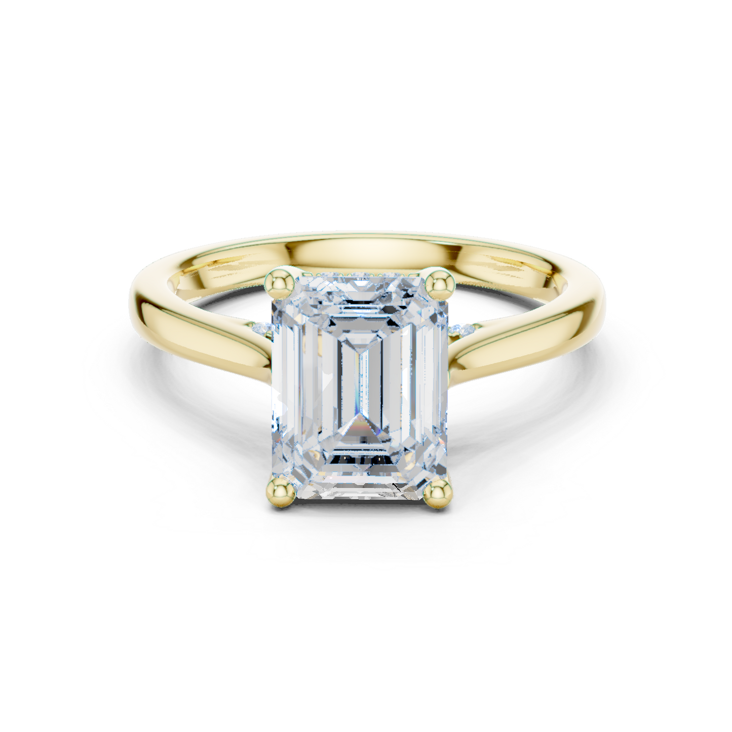 2.15ctw Emerald Cut Diamond Pave Solitaire Hidden Halo Ring | Yellow Gold