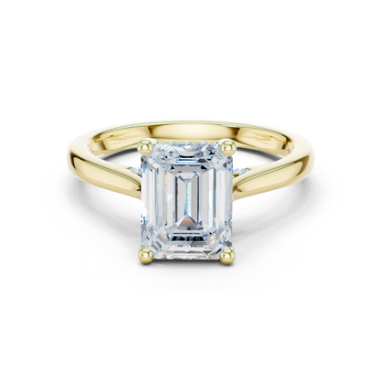2.15ctw Emerald Cut Diamond Pave Solitaire Hidden Halo Ring | Yellow Gold