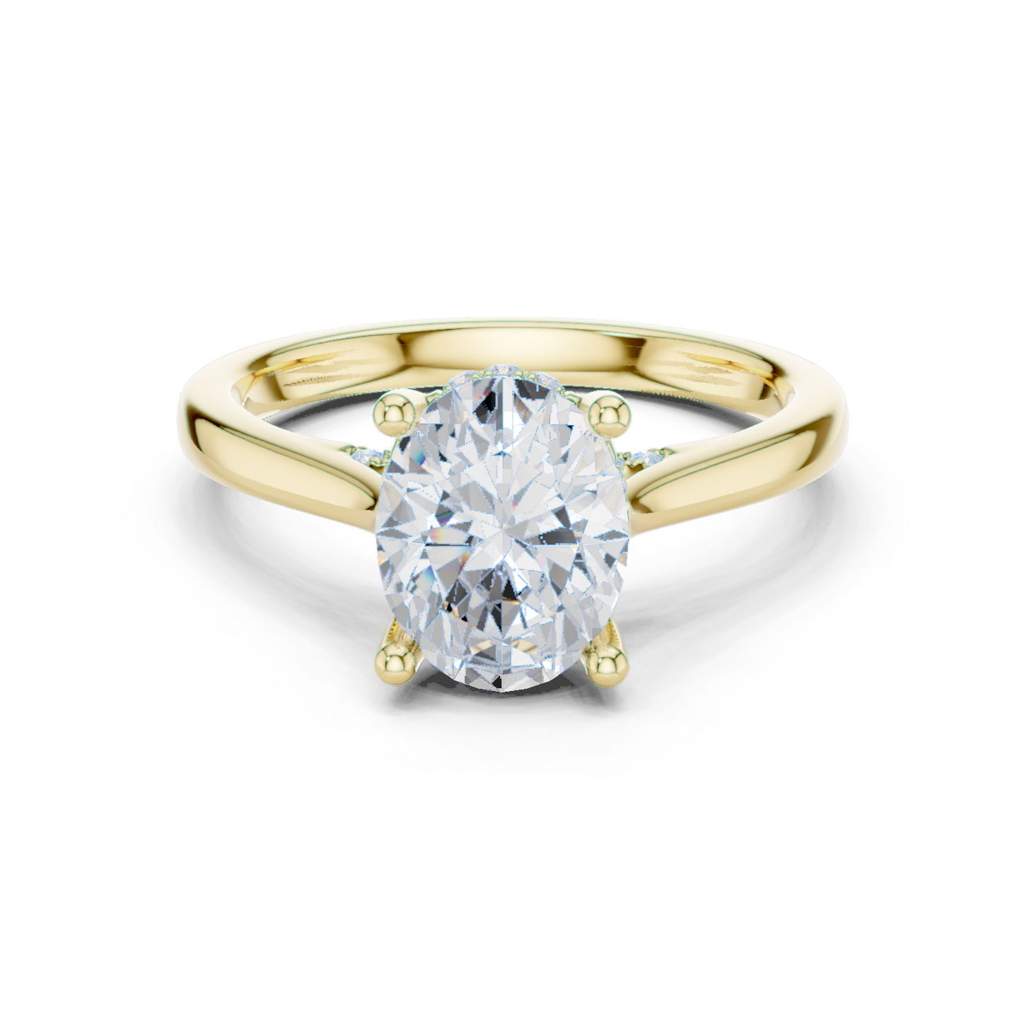 2.13ctw Oval Cut Diamond Pave Solitaire Hidden Halo Ring | Yellow Gold