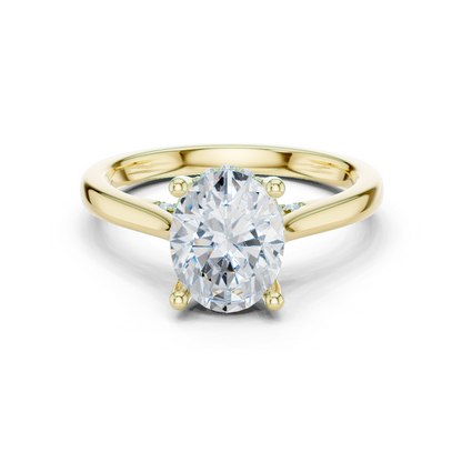 2.13ctw Oval Cut Diamond Pave Solitaire Hidden Halo Ring | Yellow Gold