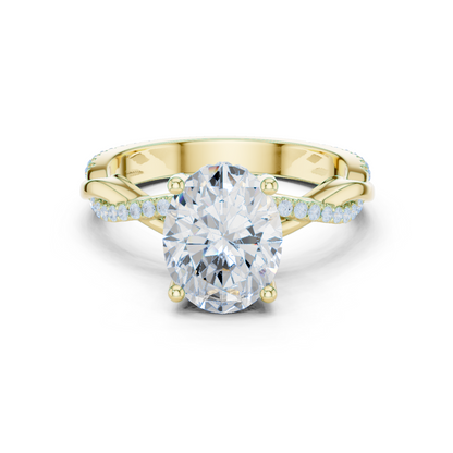 2.31ctw Oval-Cut Pavé Diamond Twisted Infinity Ring | Yellow Gold Solitaire