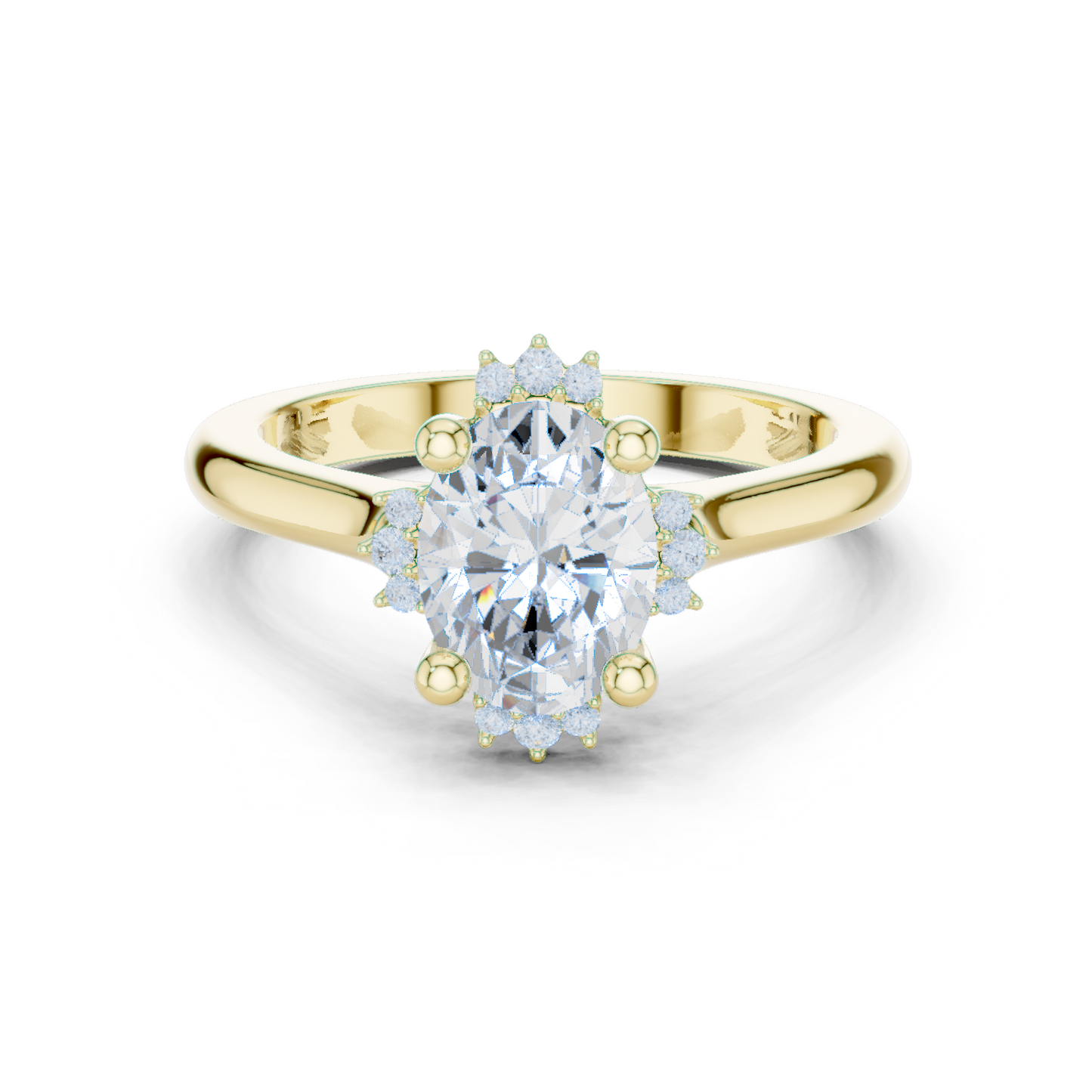 1.43ctw Oval Diamond Tiara Crown Cluster Halo Ring - Solid Gold