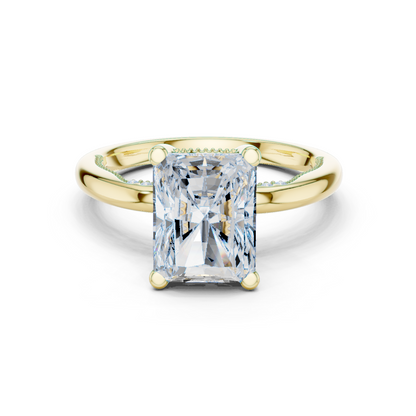 2.63ctw Radiant-Cut Diamond Solitaire Hidden Halo Engagement Ring | Solid Gold