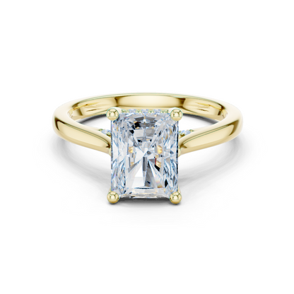 2.15ctw Radiant Cut Diamond Pave Solitaire Hidden Halo Ring | Yellow Gold