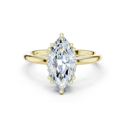 2.06ctw Marquise Cut Solitaire Ring with Hidden Halo | Yellow Gold