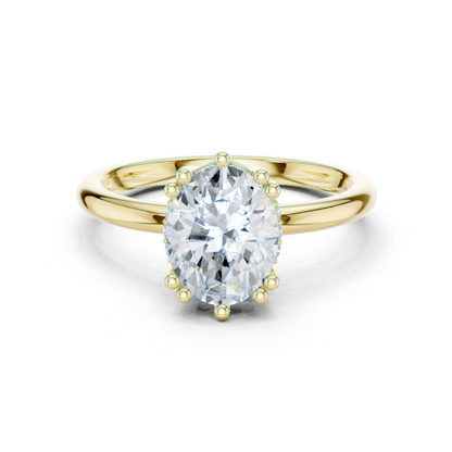 2.04ctw Oval Cut Solitaire Ring with Hidden Halo | Yellow Gold