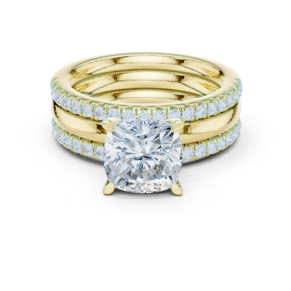 3.50ctw Cushion Diamond Multi-Row Layered Triple Band Ring - Solid Gold