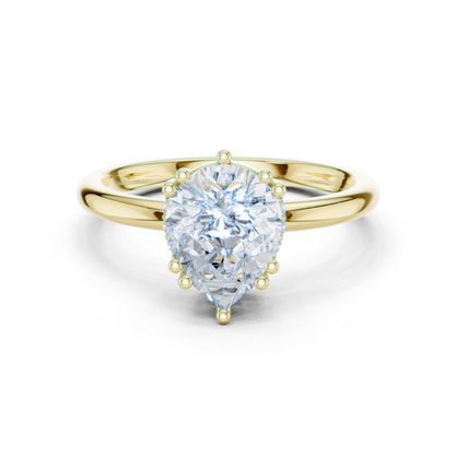 2.04ctw Pear Cut Solitaire Ring with Hidden Halo | Yellow Gold