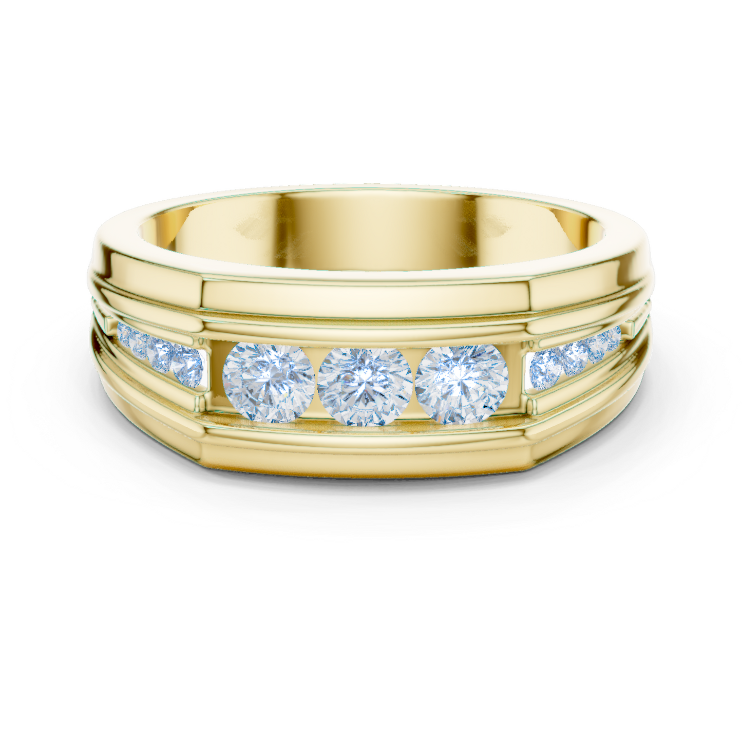 Yellow Gold Graduating Diamond Band - 0.59CTW Channel Set Statement Ring