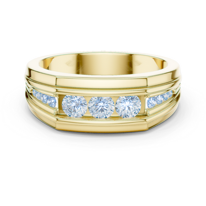 Yellow Gold Graduating Diamond Band - 0.59CTW Channel Set Statement Ring