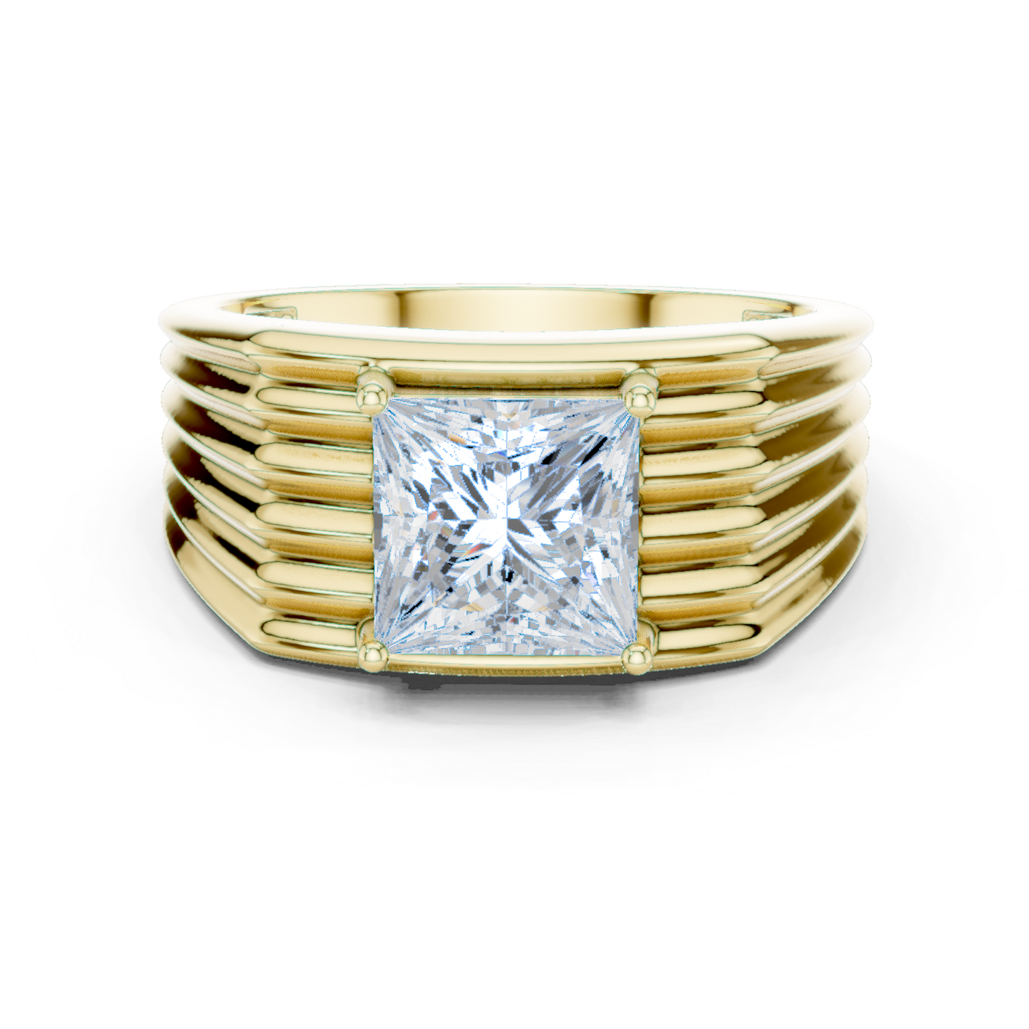Yellow Gold Princess Cut Diamond Solitaire Band - 2.30CTW
