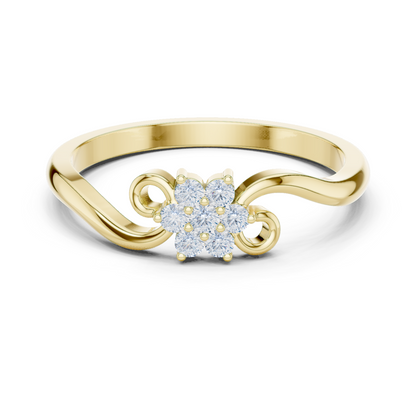 0.11ctw Diamond Flower Cluster Bypass Ring | Yellow Gold