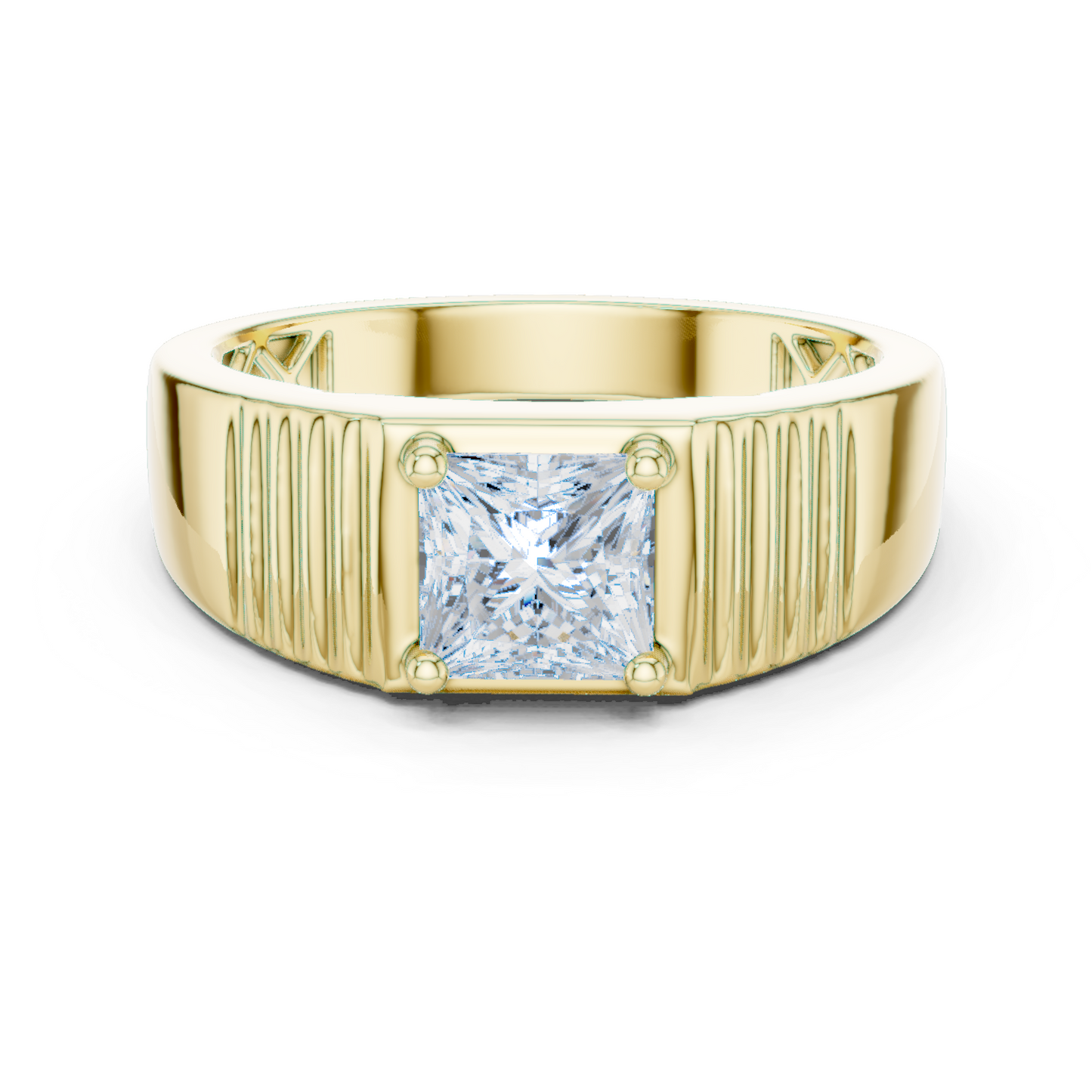 Yellow Gold Princess Cut Diamond Solitaire Band - 0.78CTW