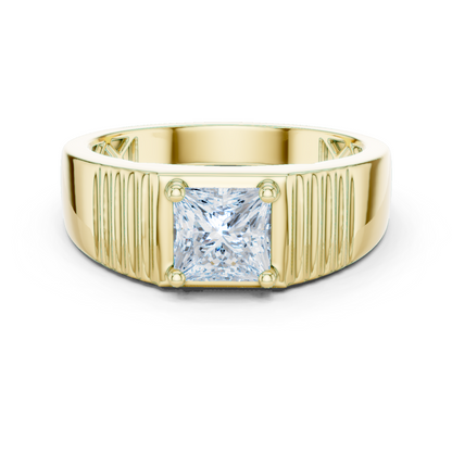 Yellow Gold Princess Cut Diamond Solitaire Band - 0.78CTW