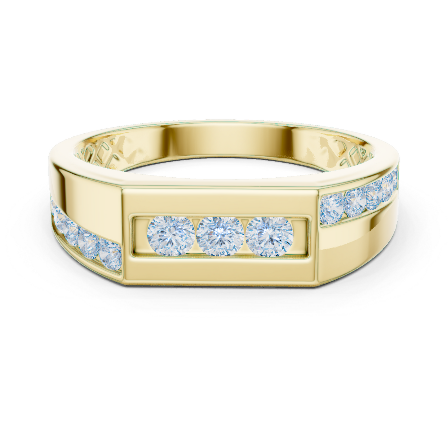 White Gold 3-Stone Diamond Band | 0.55CTW Channel Set Geometric Ring