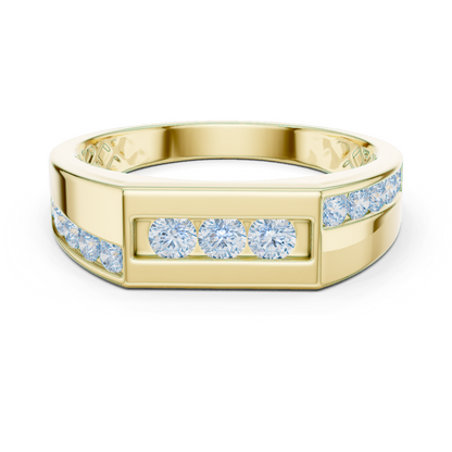 White Gold 3-Stone Diamond Band | 0.55CTW Channel Set Geometric Ring