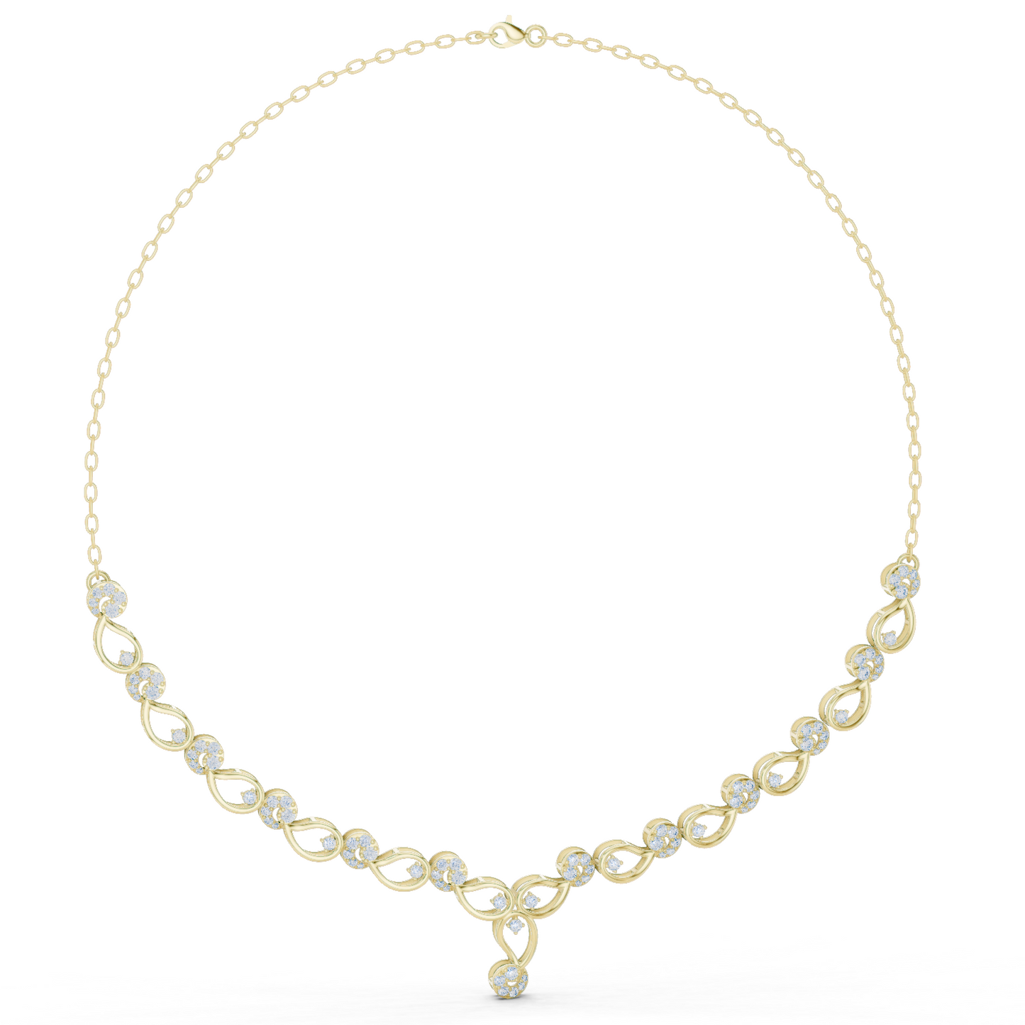 1.75ctw Solid Gold Infinity Loop Diamond Necklace | Elegant Bridal Wave Choker