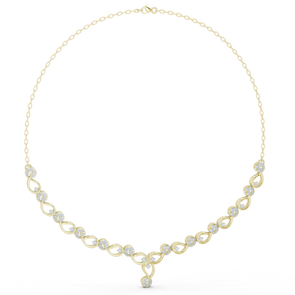 1.75ctw Solid Gold Infinity Loop Diamond Necklace | Elegant Bridal Wave Choker